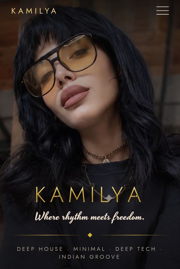 Landing page de l'artiste DJ Kamilya, créée par LANCI 360